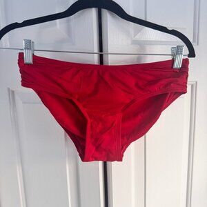MICHAEL MICHAEL KORS Women's Red Stretch Lined Shirred Bikini Swimsuit Bottom XS